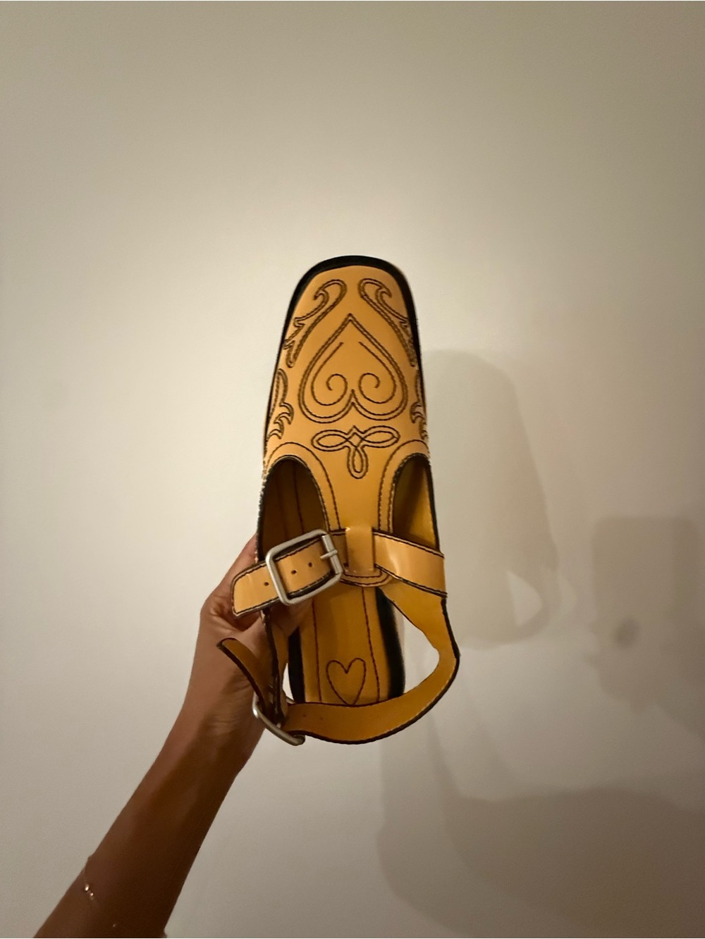 Yellow Buckle Strap Women's Leather Mary Jane - Picture 3 of 3
